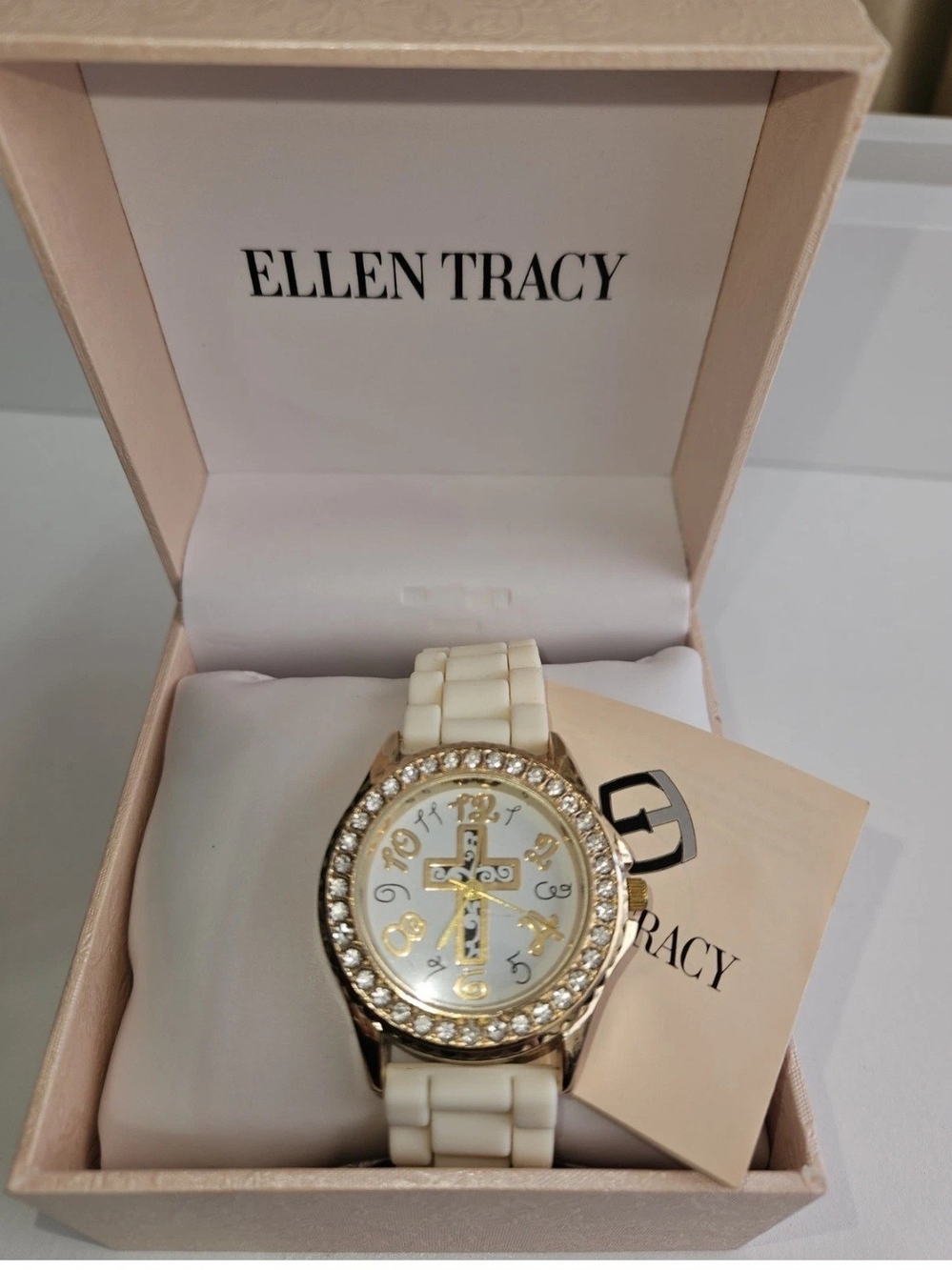Ellen Tracy Vintage Gold-Toned Women's Quartz Watch. Untested. W Box & Papers